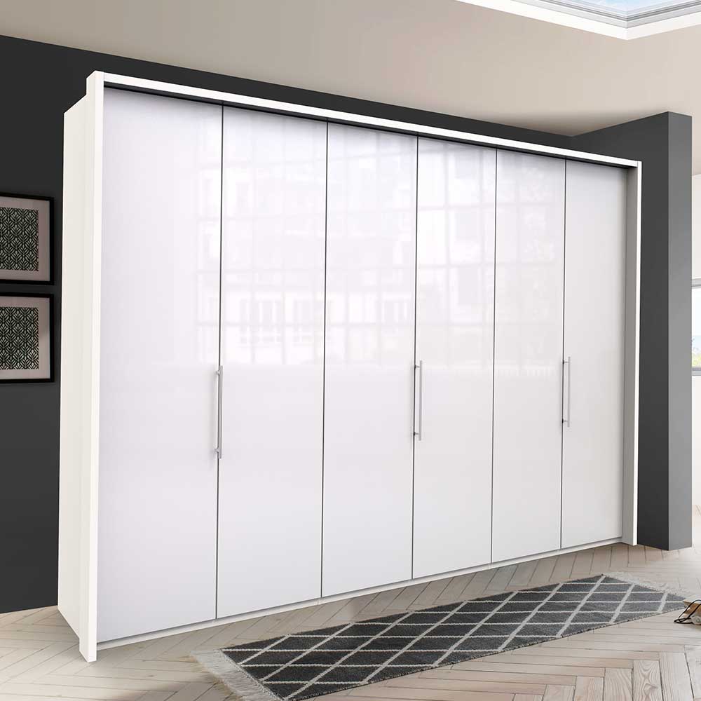 Kleiderschrank mit Schubladen & Türen in Weiß mit Metallgriffen - Dolienca