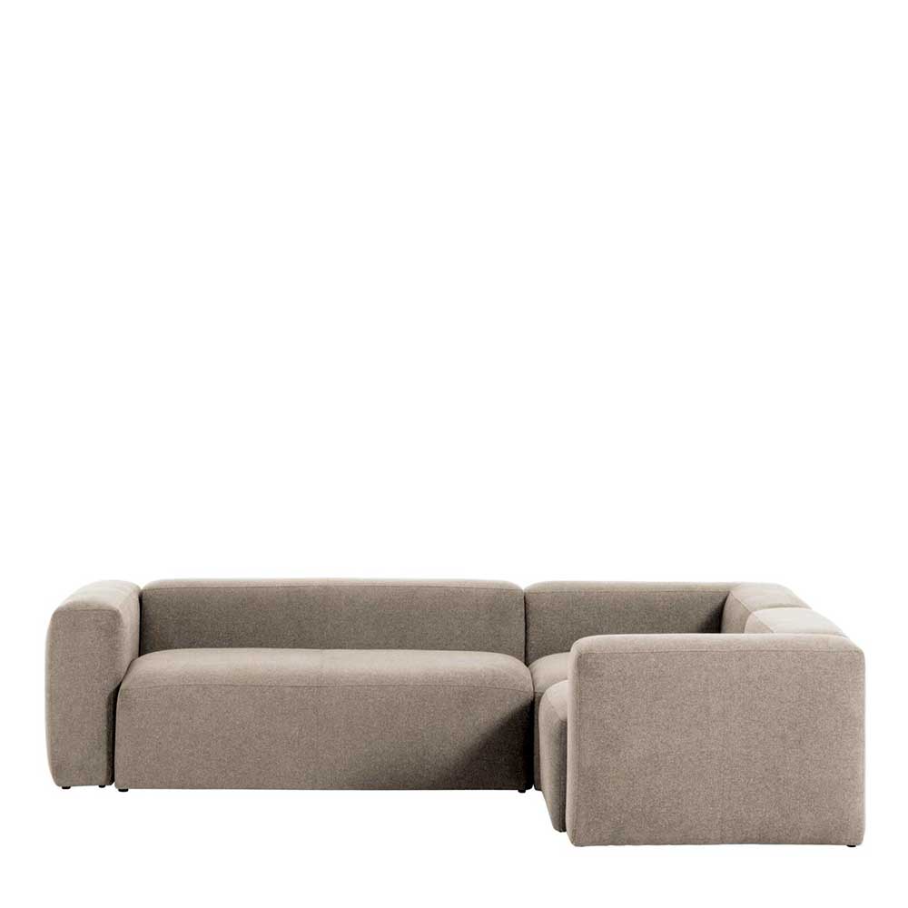 Ecksofa mit Armlehnen in Beige Chenille - Ursela