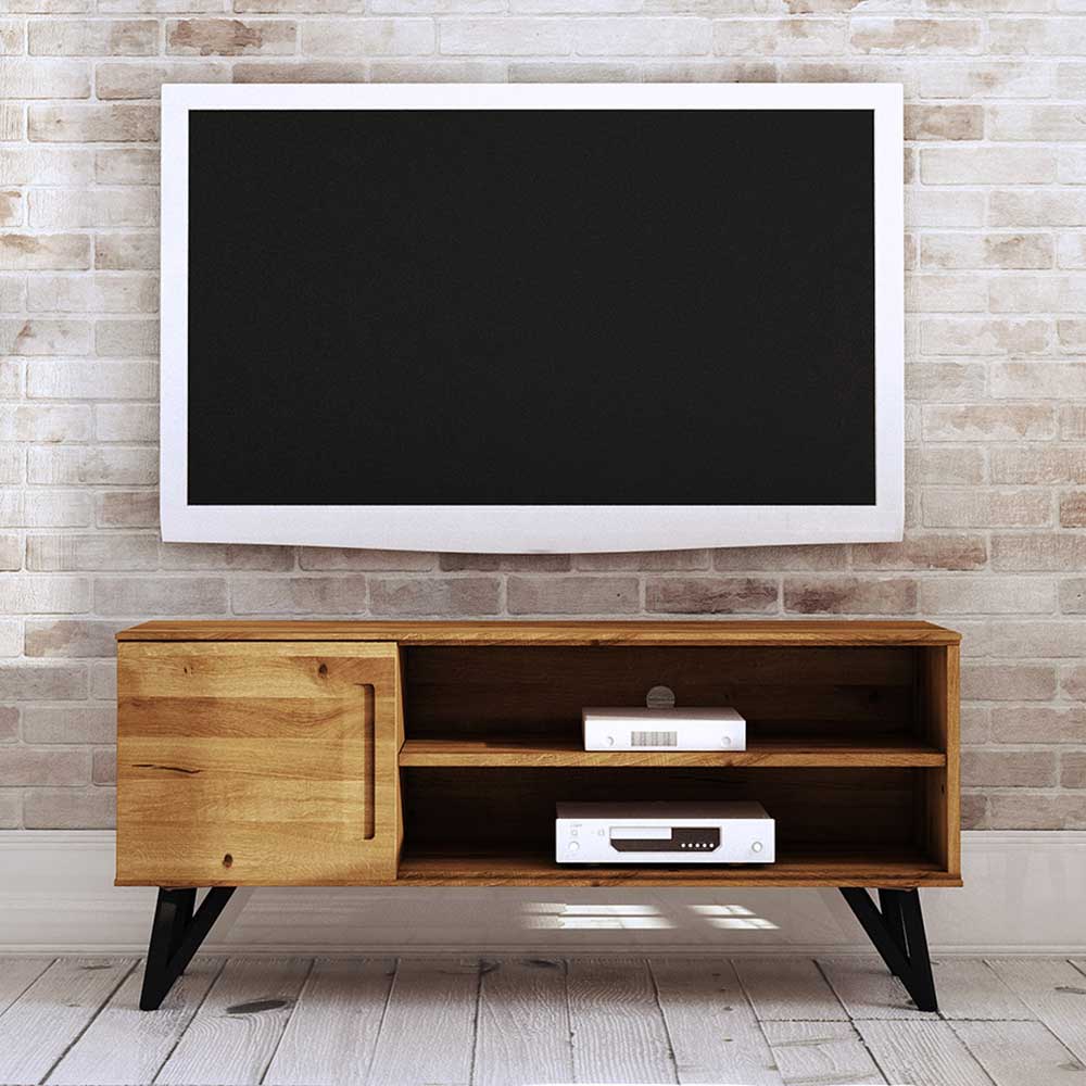 Industrial TV Board aus Wildeiche & Stahl - Mandirov