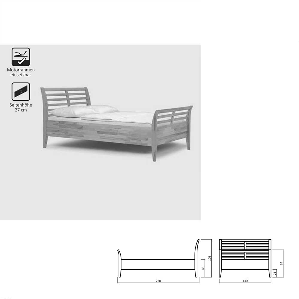 Einzelbett mit Kopf- und Fußteil aus Holz - Dannys