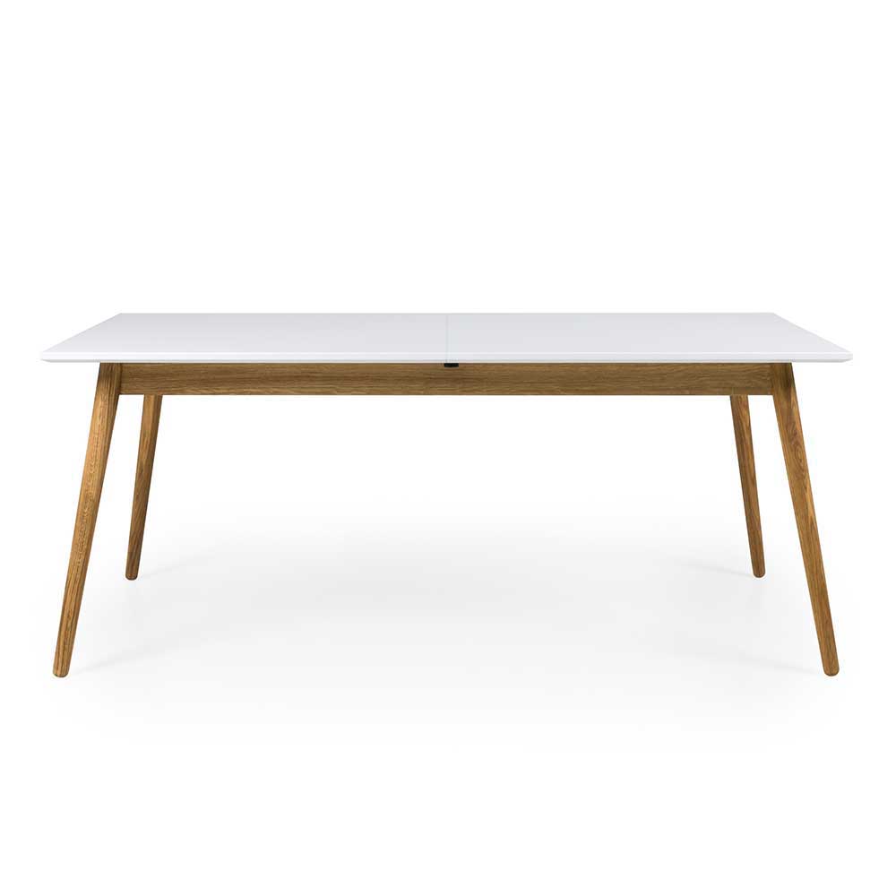 Scandi Style Esstisch in Weiß & Eiche mit Massivholz ausziehbar bis 240 cm  - Genf