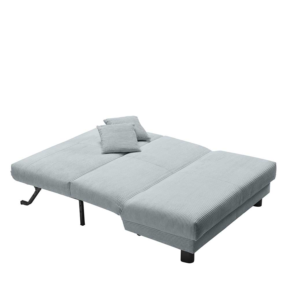 Ausklappbares Sofa aus Cord in Hellblau - Rachel