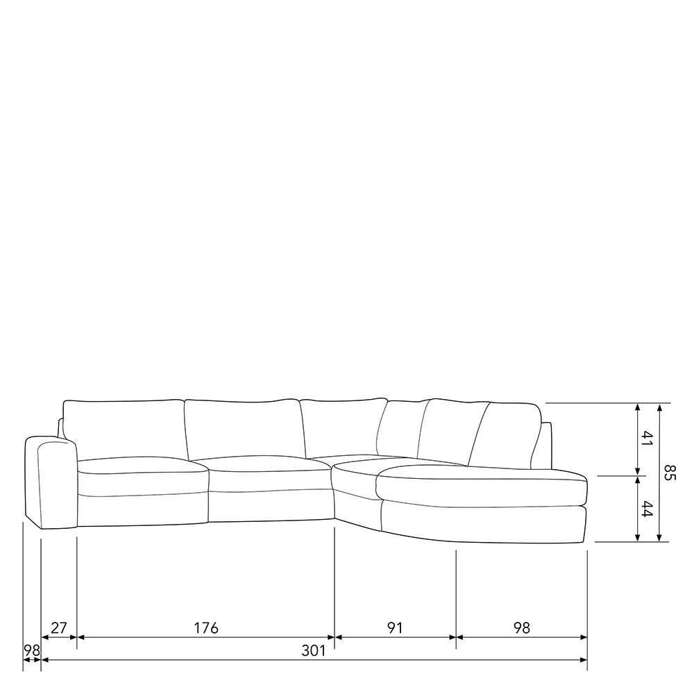 L Sofa aus Webstoff in Anthrazit - Jilatov