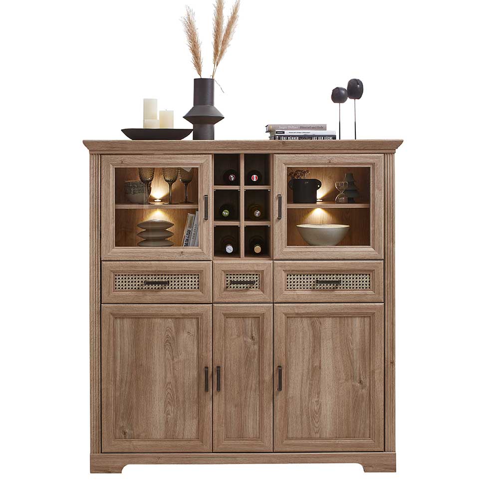 Landhaus Highboard mit LED Beleuchtung - Barack