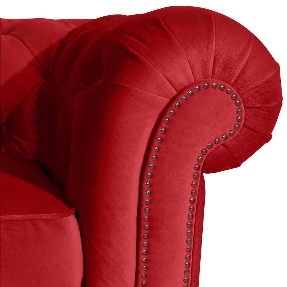 Rotes Zweisitzer Sofa im Chesterfield Design - Cebaza