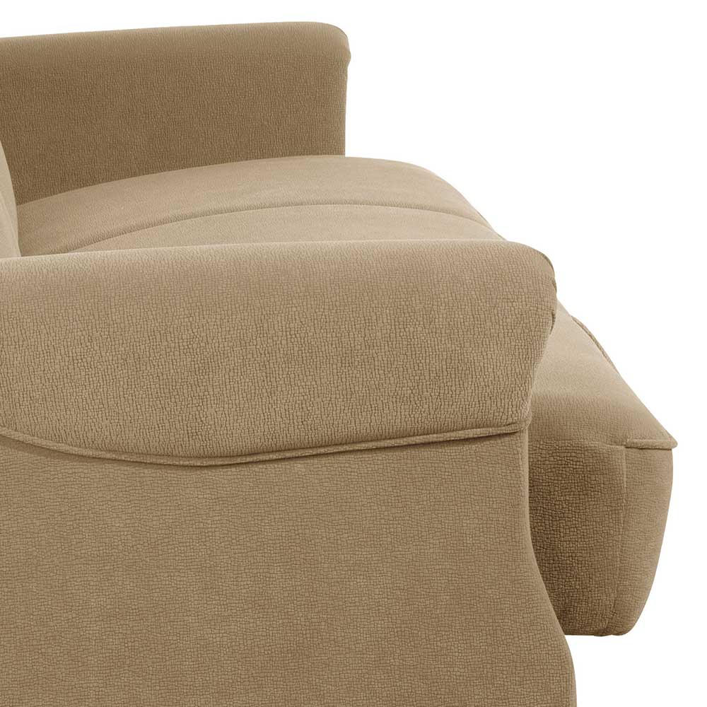 Federkern Schlafsofa aus Flockstoff in Beige - Mabu