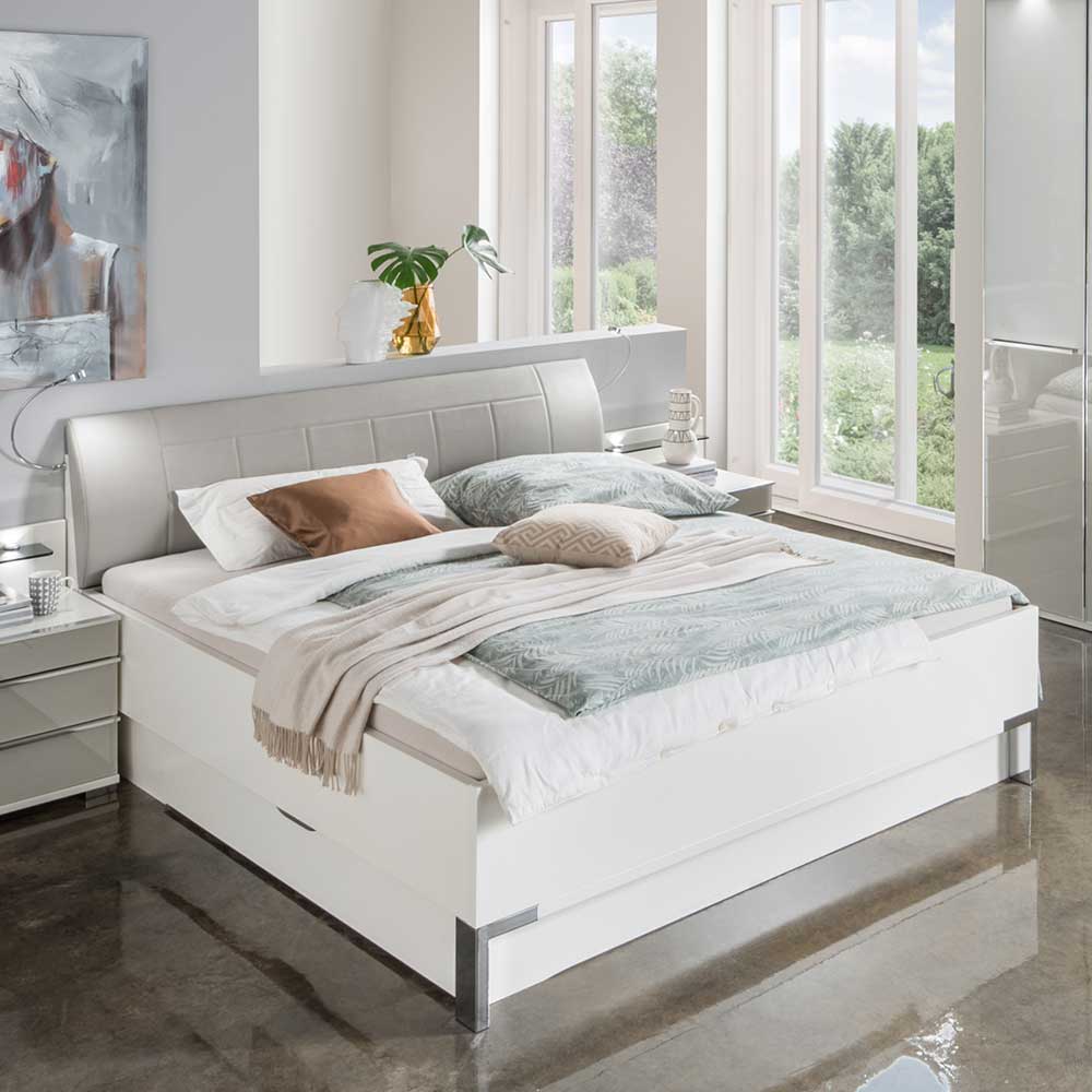 Set Komplettschlafzimmer mit Erienvo Hellgrau - in (4-teilig) Weiß modern