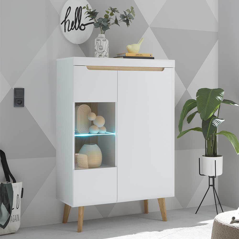 Highboard mit Glas im Skandi Design - Ginko