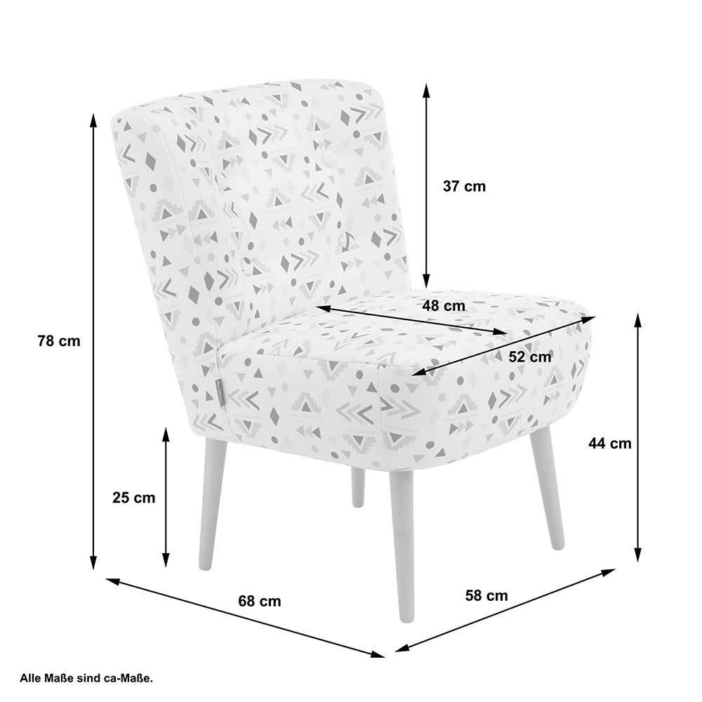 Retro Style Sessel mit gemustertem Stoffbezug - Veressa