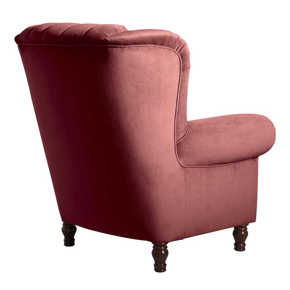 Chesterfield Sessel in Ziegel Rot Samtvelours - Lazura