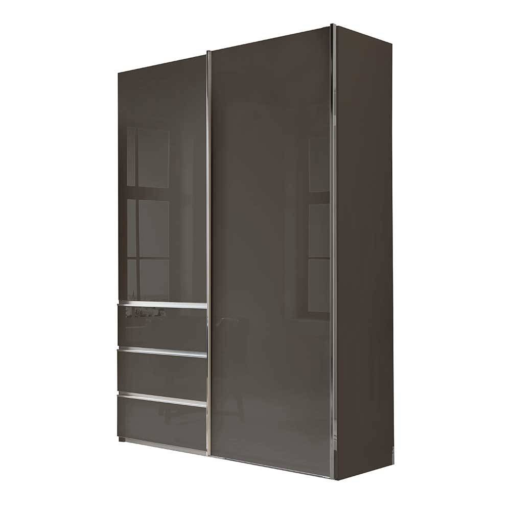 Kombi-Kleiderschrank in Braun Glasfront - 165 cm - Preema