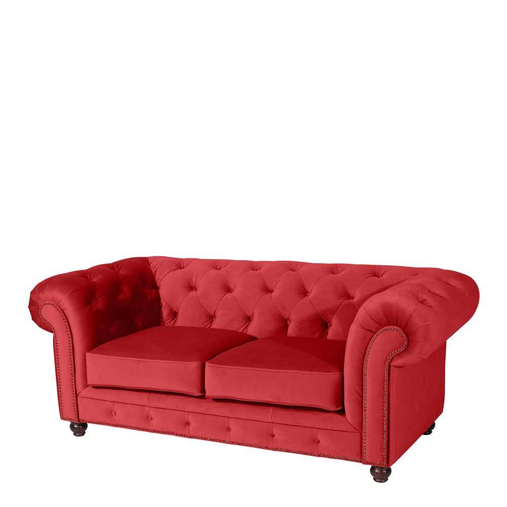 Rotes Zweisitzer Sofa im Chesterfield Design - Cebaza