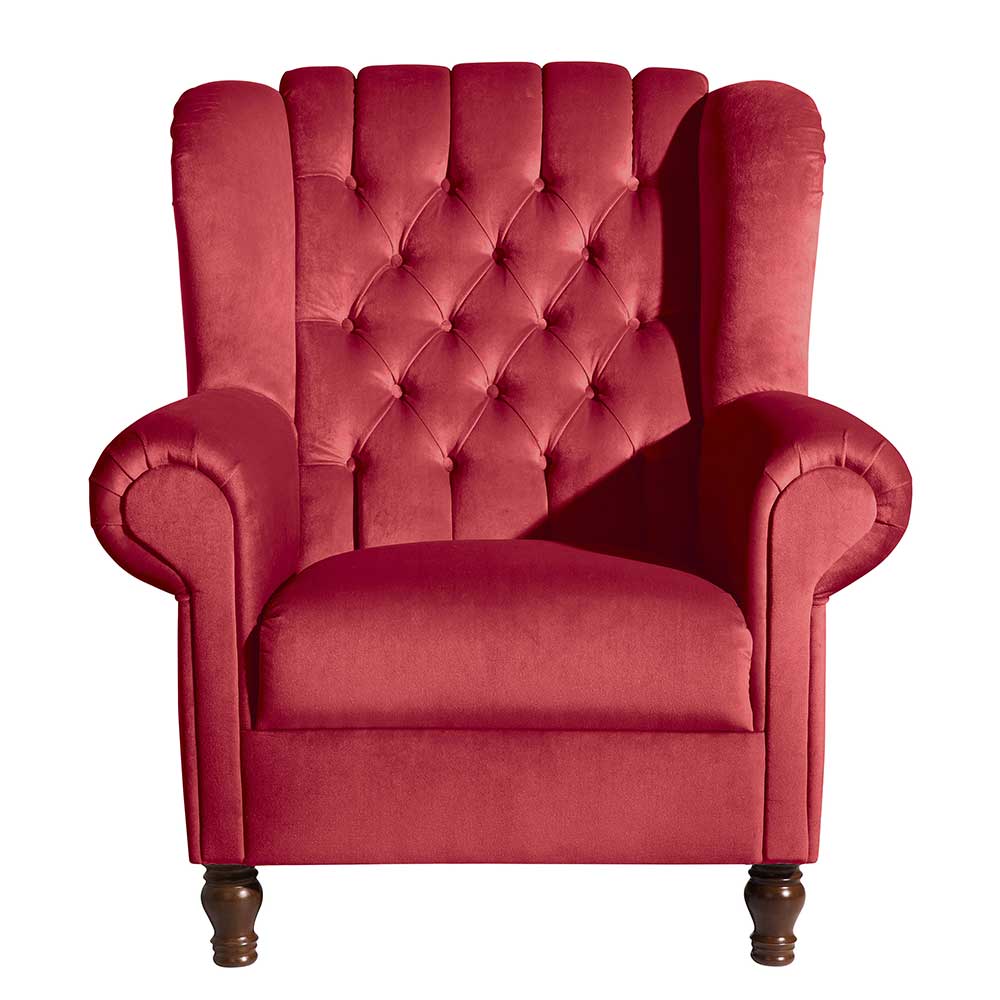 Roter Chesterfield-Sessel mit Ohren - Malisha