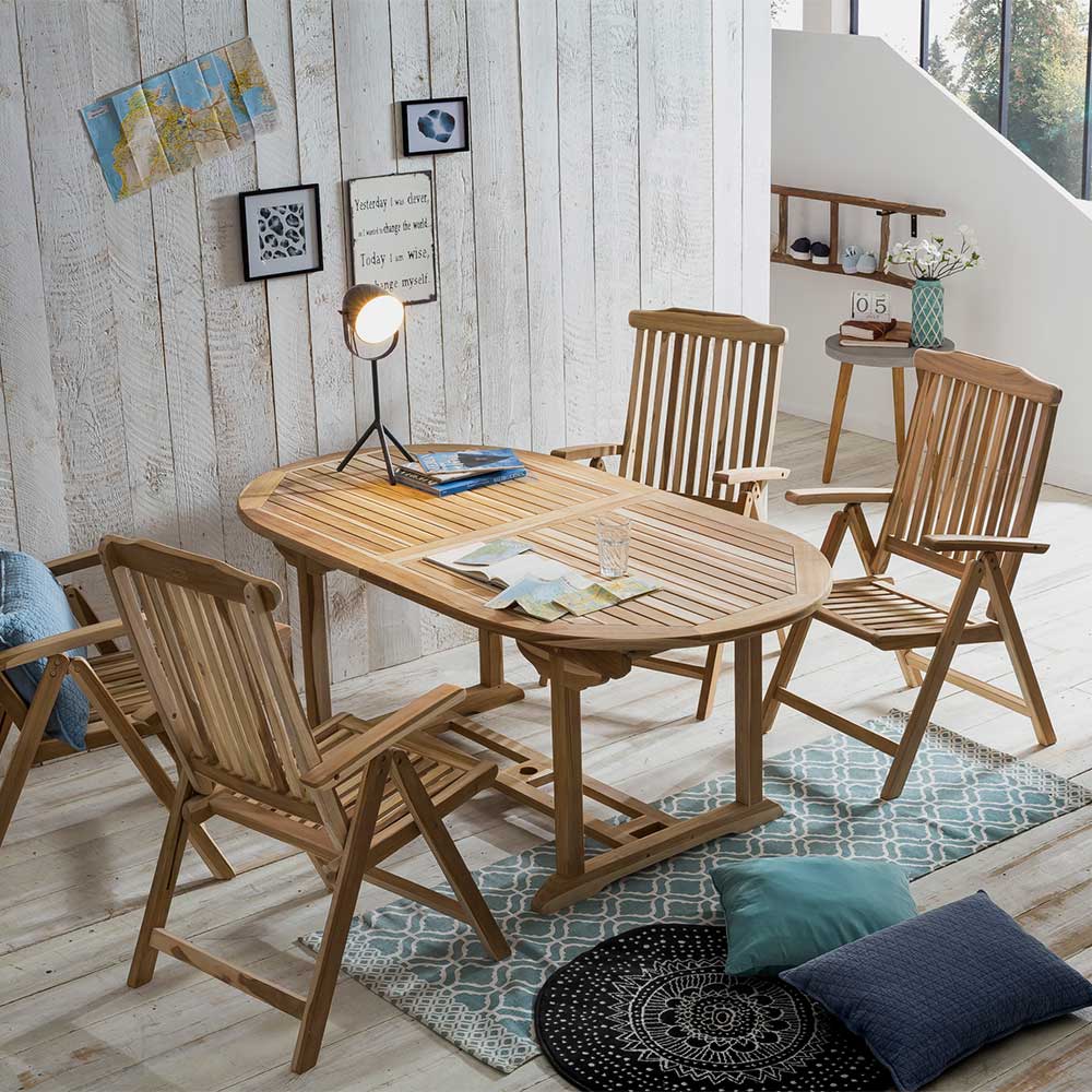 VCM 2er Set Gartenstuhl Armlehne Stuhl Teak Holz klappbar massiv behandelt  bei Marktkauf online bestellen