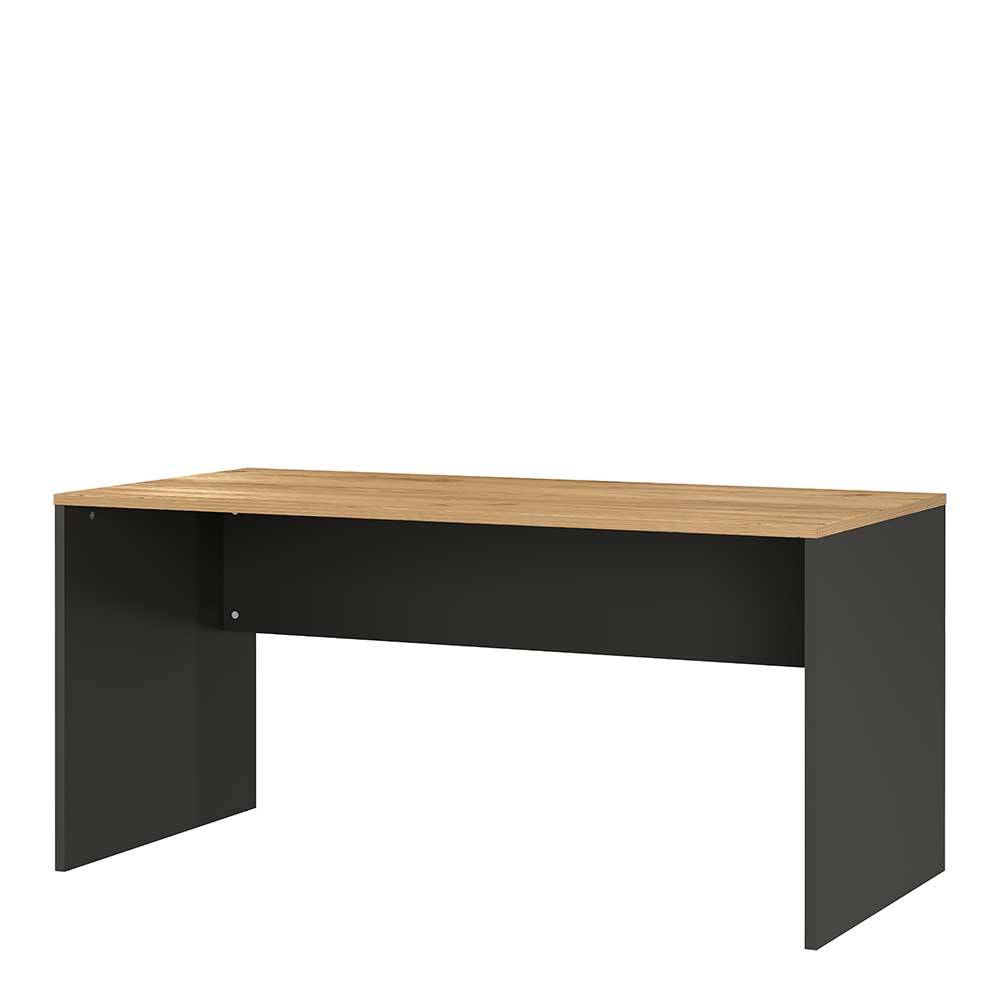 Schreibtisch mit Wangengestell 158x79 cm in Wildeiche Optik & Anthrazit -  Contrage