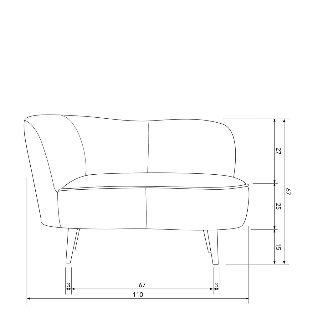 Design Sessel in Khaki Griffina Birkenholz-Beine Schwarz - Samtbezug und