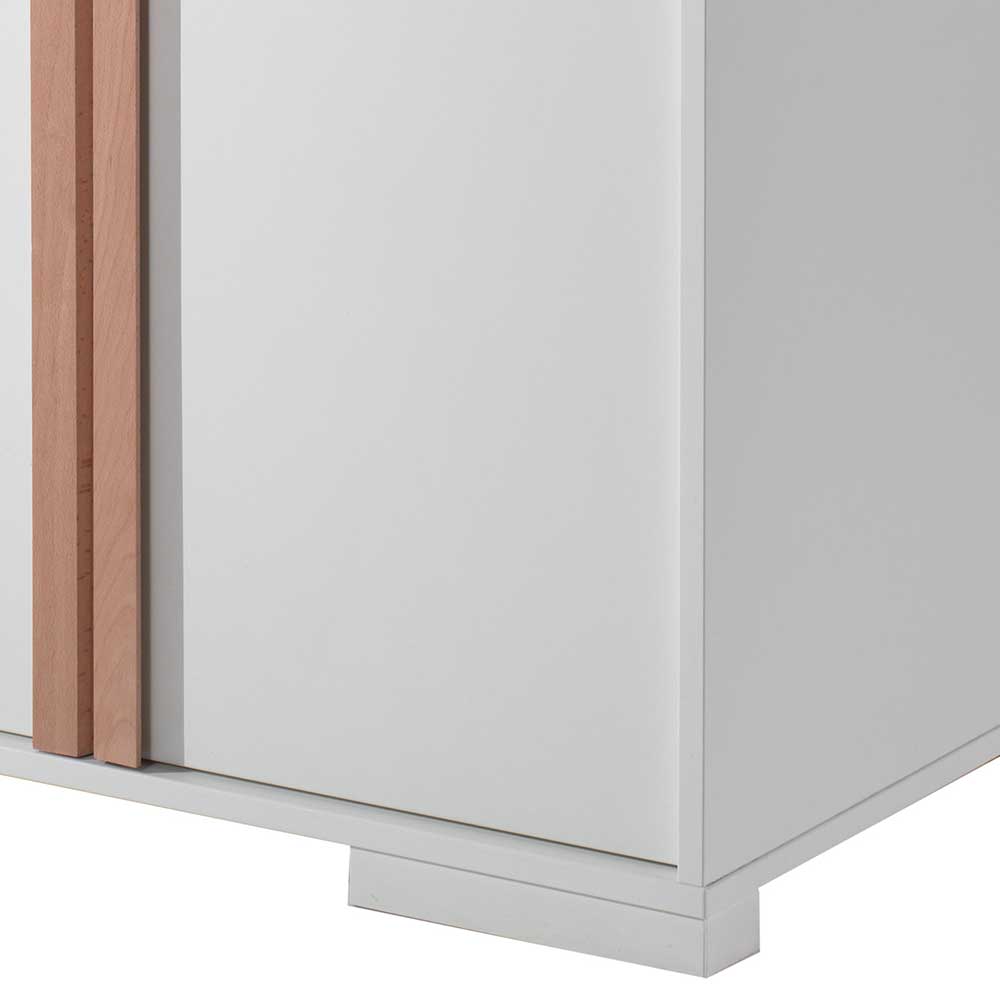 Scandi Weiß Doppeltür mit Cristalcio und - in Wäscheschrank Buche