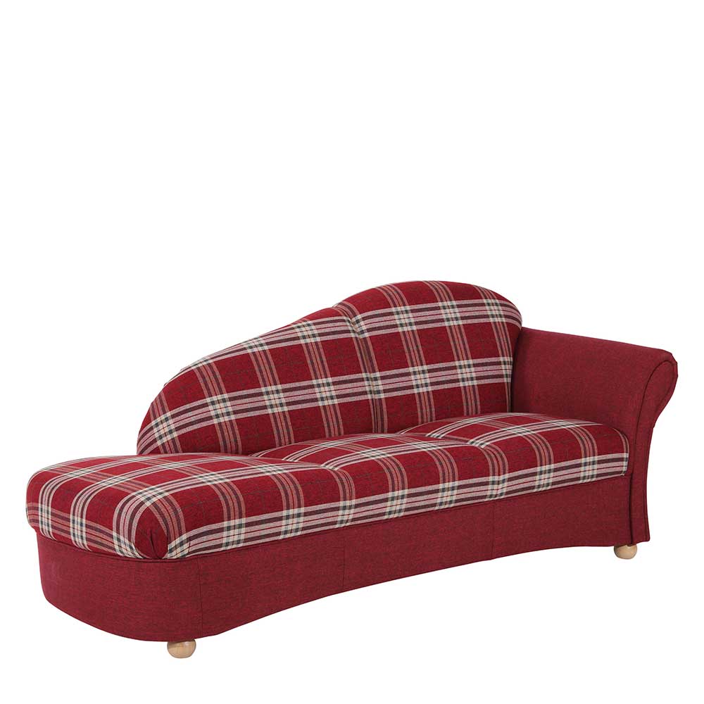 Chaiselongue mit Karostoff in Rot - Lyatea