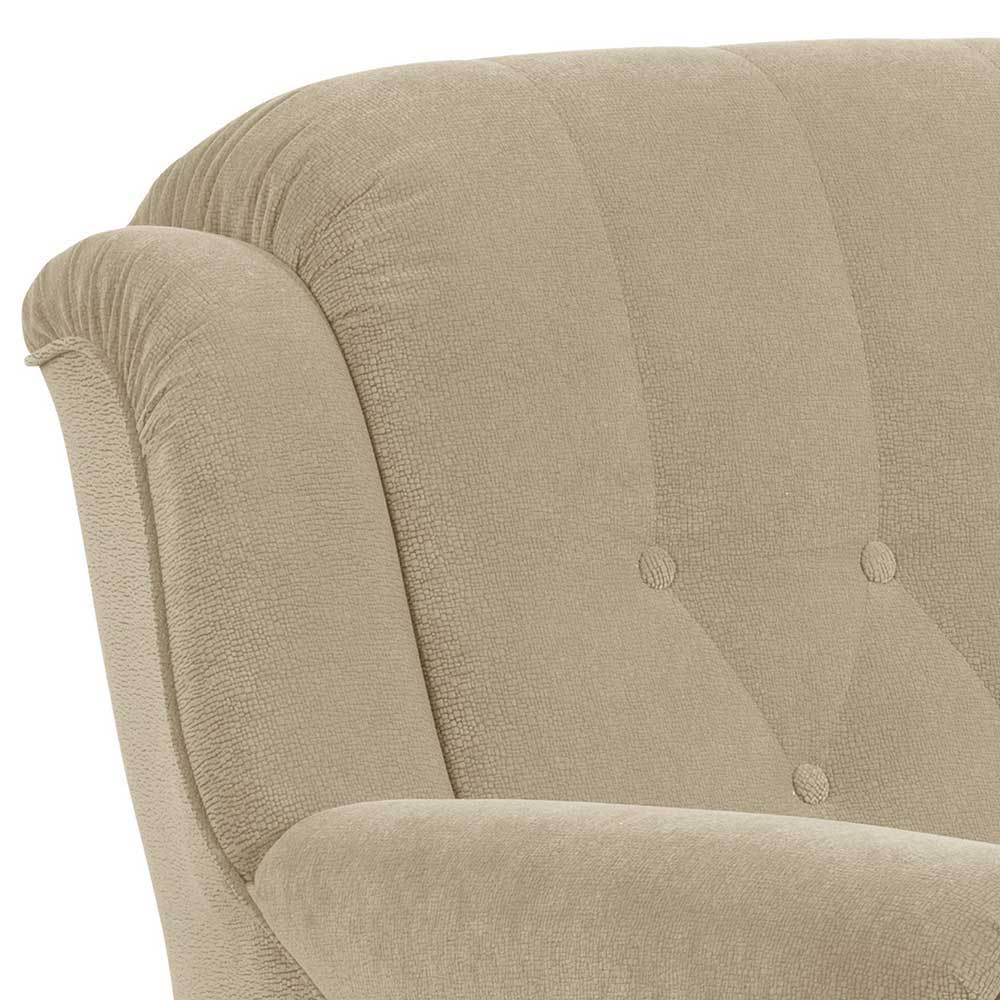 Federkern Schlafsofa aus Flockstoff in Beige - Mabu