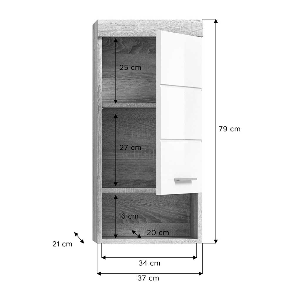 Badezimmerschrank hängend in Weiß HG - Calbanyara