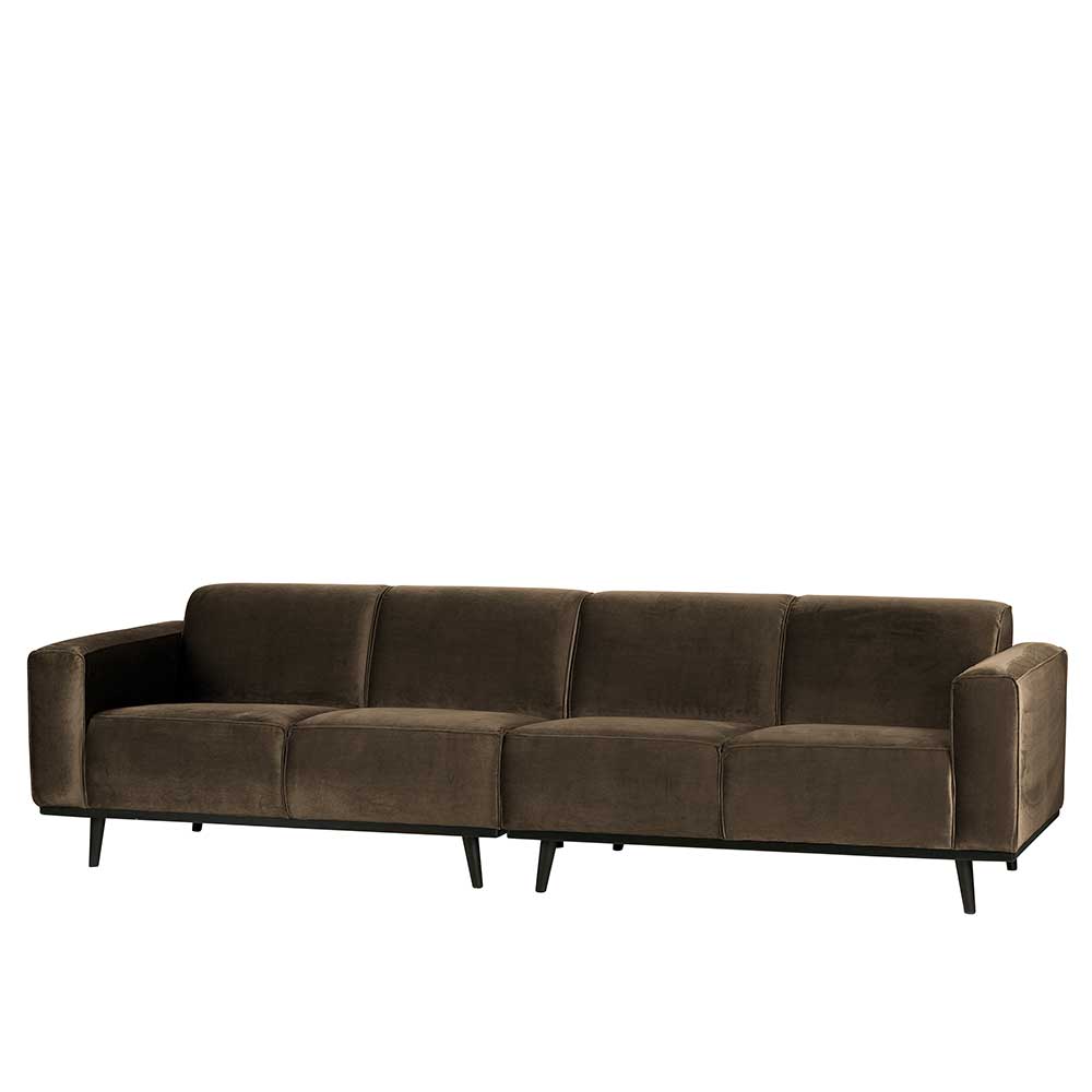 4 sitzer retro couch in taupe samt mit armlehnen in 2 breiten valnut