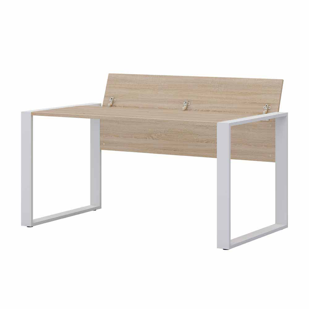 Büro Schreibtisch in Holz Optik Sonoma Eiche & Metall Weiß ...