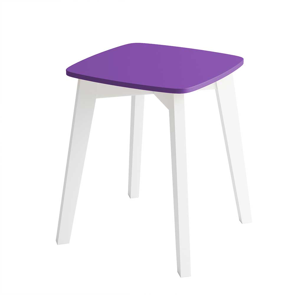 Holz Sitzhocker in Violett & Weiß lackiert - 39x45x39 cm ...
