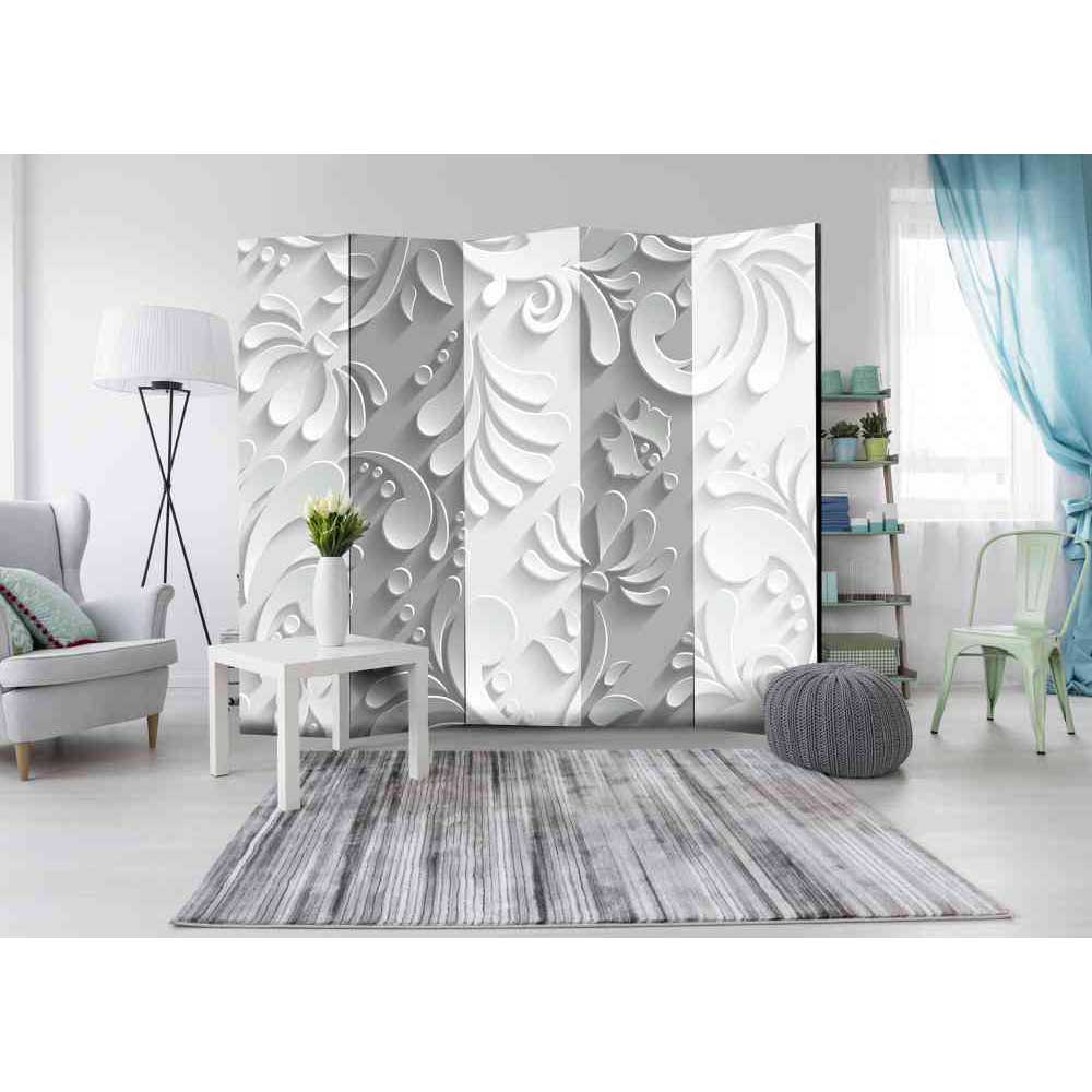 Leinwand Raumteiler Mit Druck Motiv In Grau Weiss 225x172cm Macoty