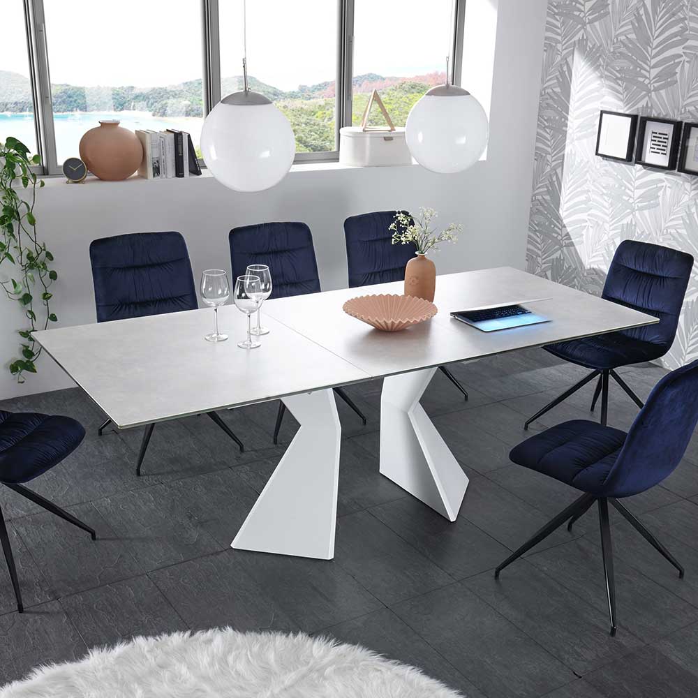 Weißer Design Esstisch mit Glas Keramik Nikadina | Wohnen.de