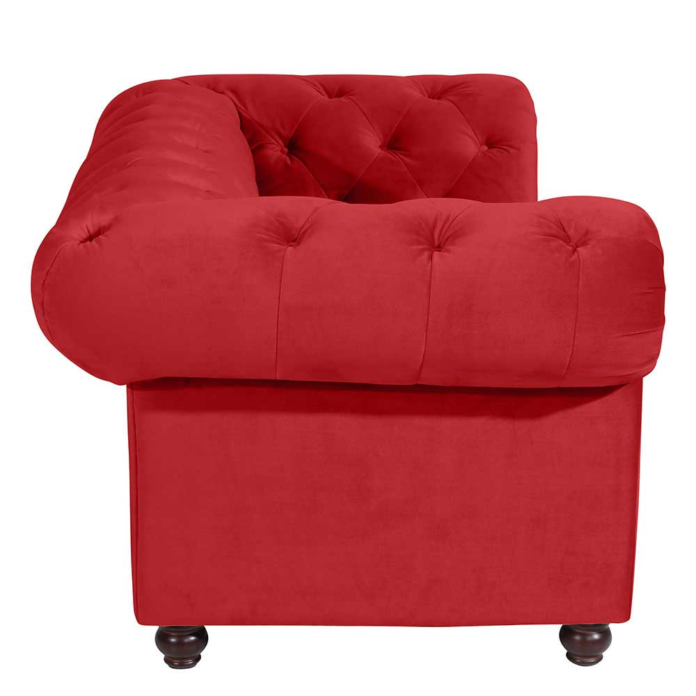 Rotes Zweisitzer Sofa im Chesterfield Design - Cebaza