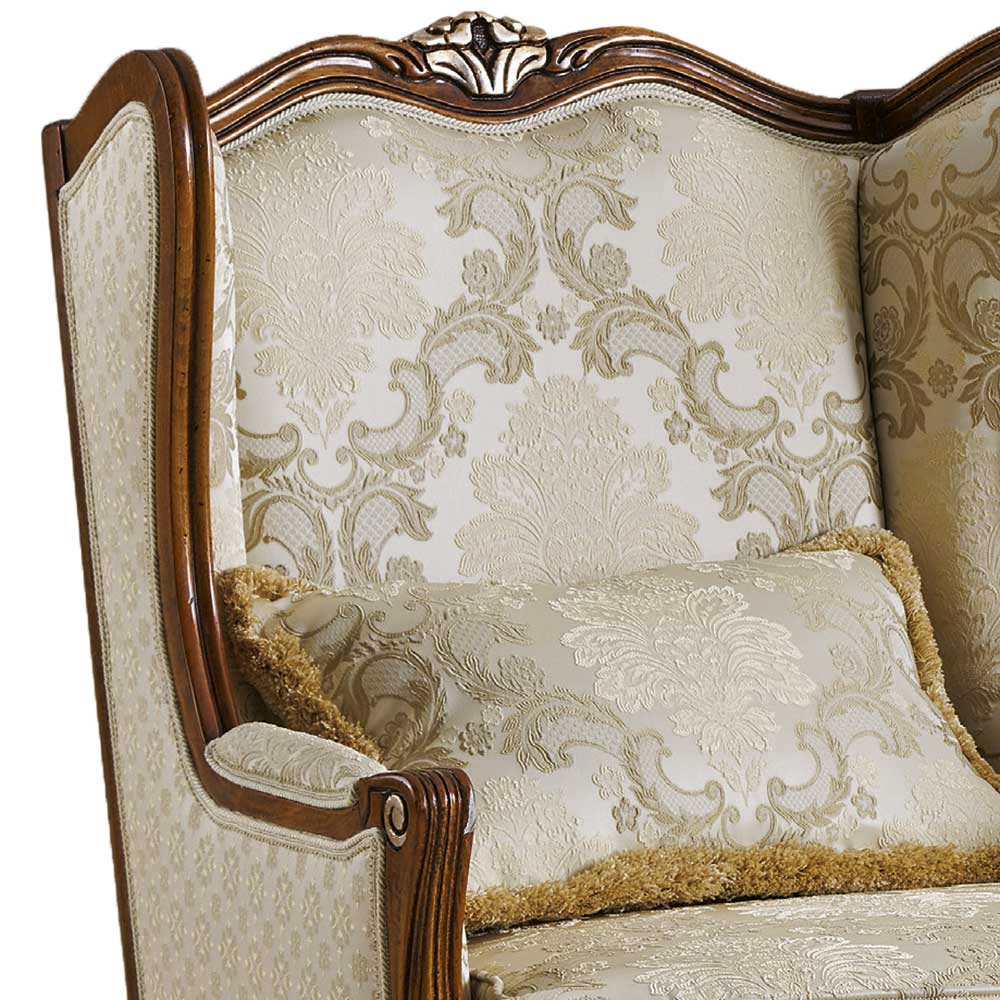 Barock Sessel in Beige und Creme gemustert - Ranaria