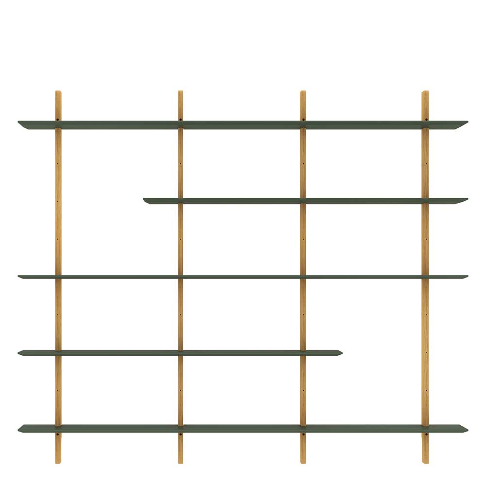 Bücherregal Regalsystem in Dunkelgrün und Eiche - Toseru