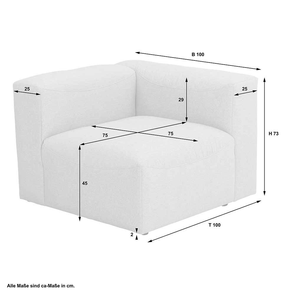 Modulsofa Eckelement in Cremeweiß - Tembreno