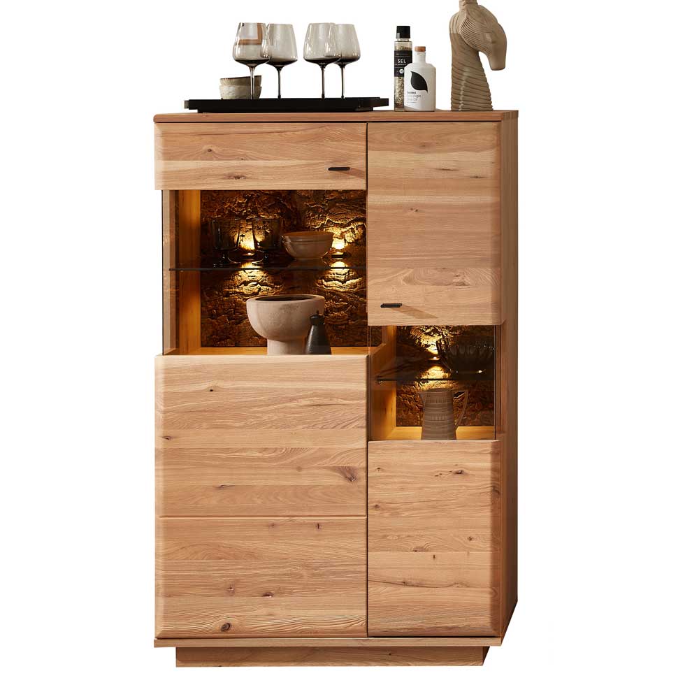 Highboard in Esche und Wildeiche mit Glas - Cassna