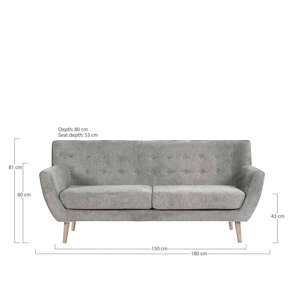 Retro Style Sofa in Beige mit Natur - Paulo