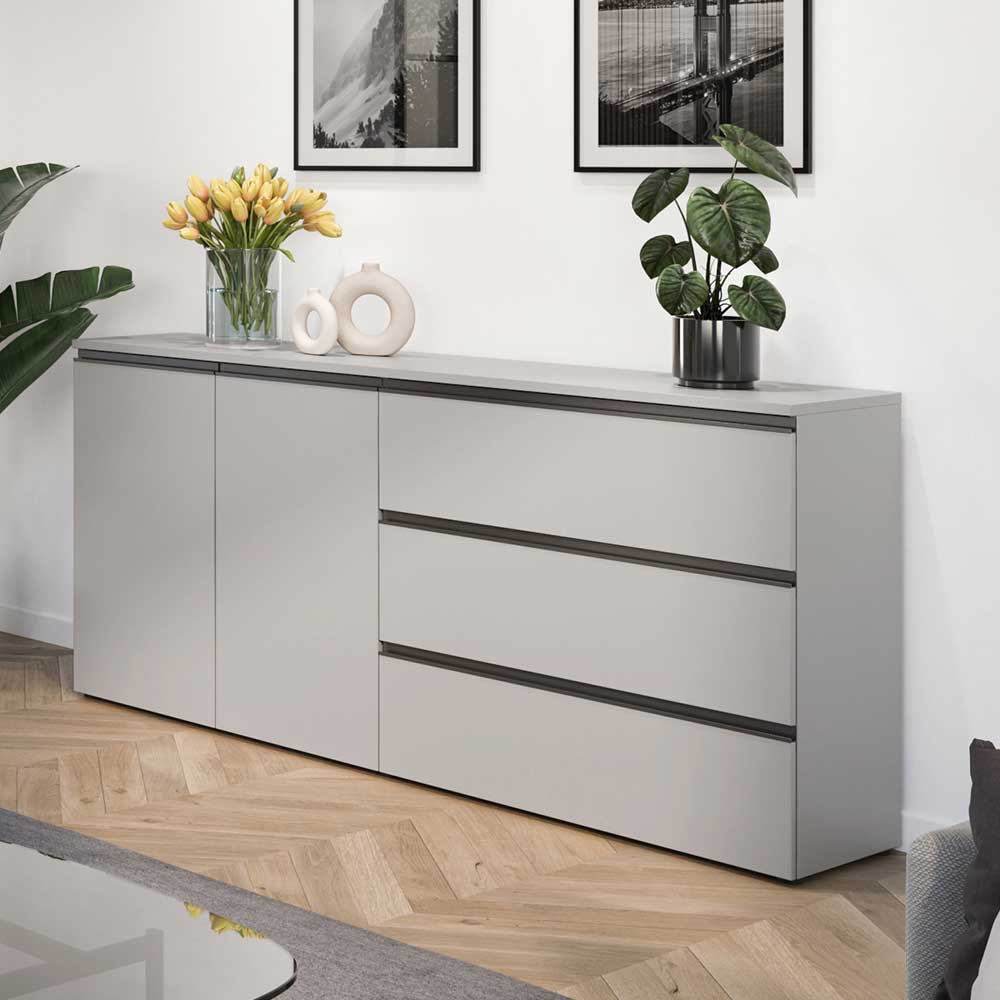 Flur Sideboard in Grau mit Schwarz - Estata