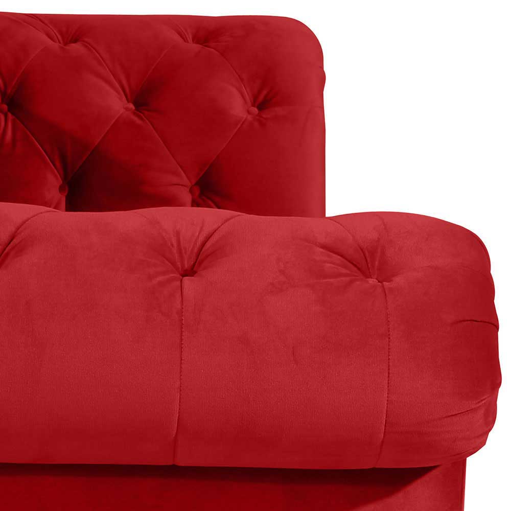 Rotes Zweisitzer Sofa im Chesterfield Design - Cebaza