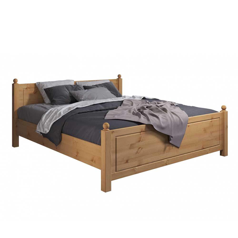 Country Style Bett aus Kiefer Massivholz - Rusula