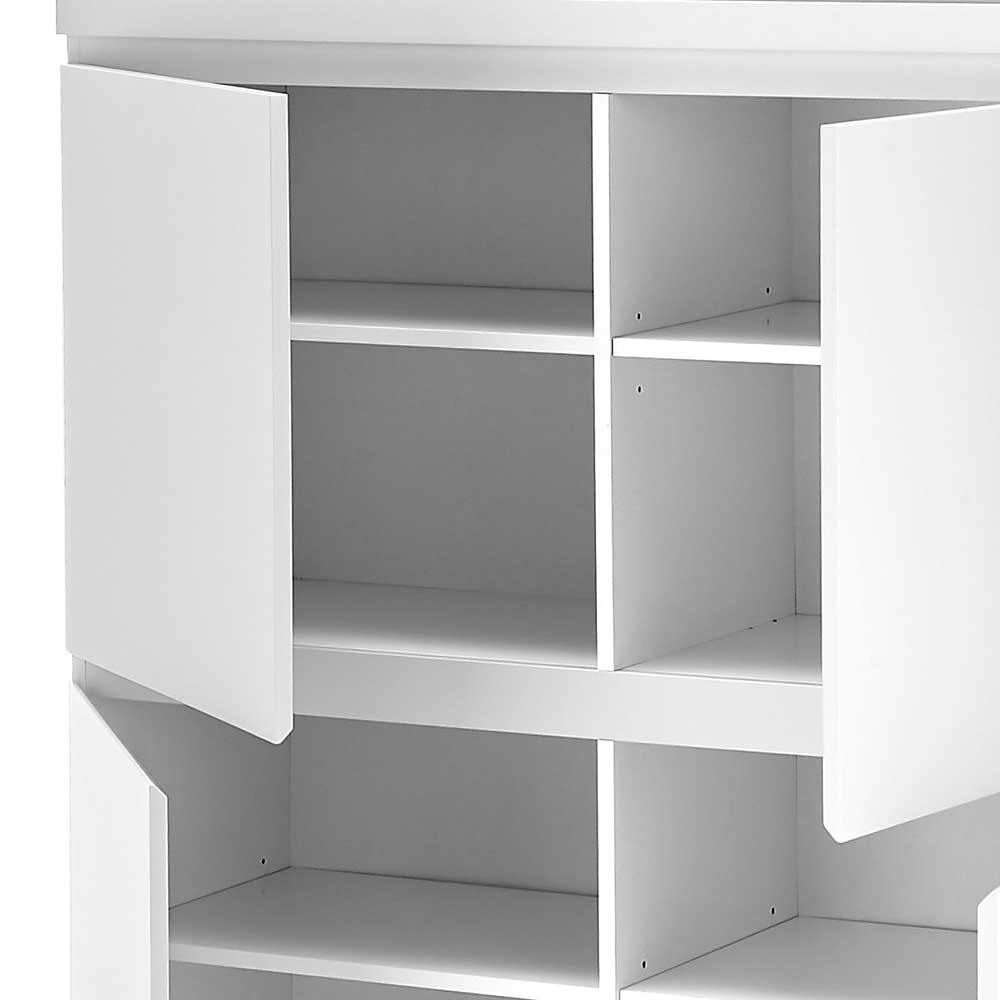 4-türiges Highboard in Weiß mit Schwarz - Atela