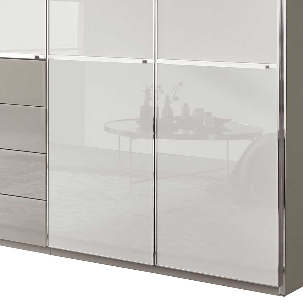 296 cm Kleiderschrank mit Glas in Weiß - Pascan