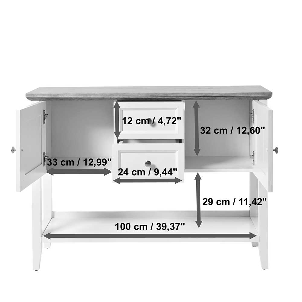 Konsolentisch mit Stauraum im Landhausstil - Carter