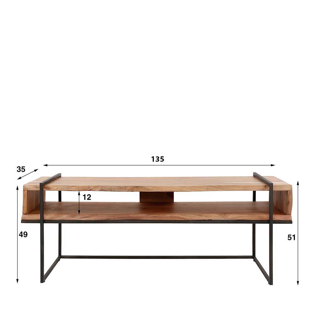 Industrial TV Tisch aus Akazie mit Baumkante - Corao