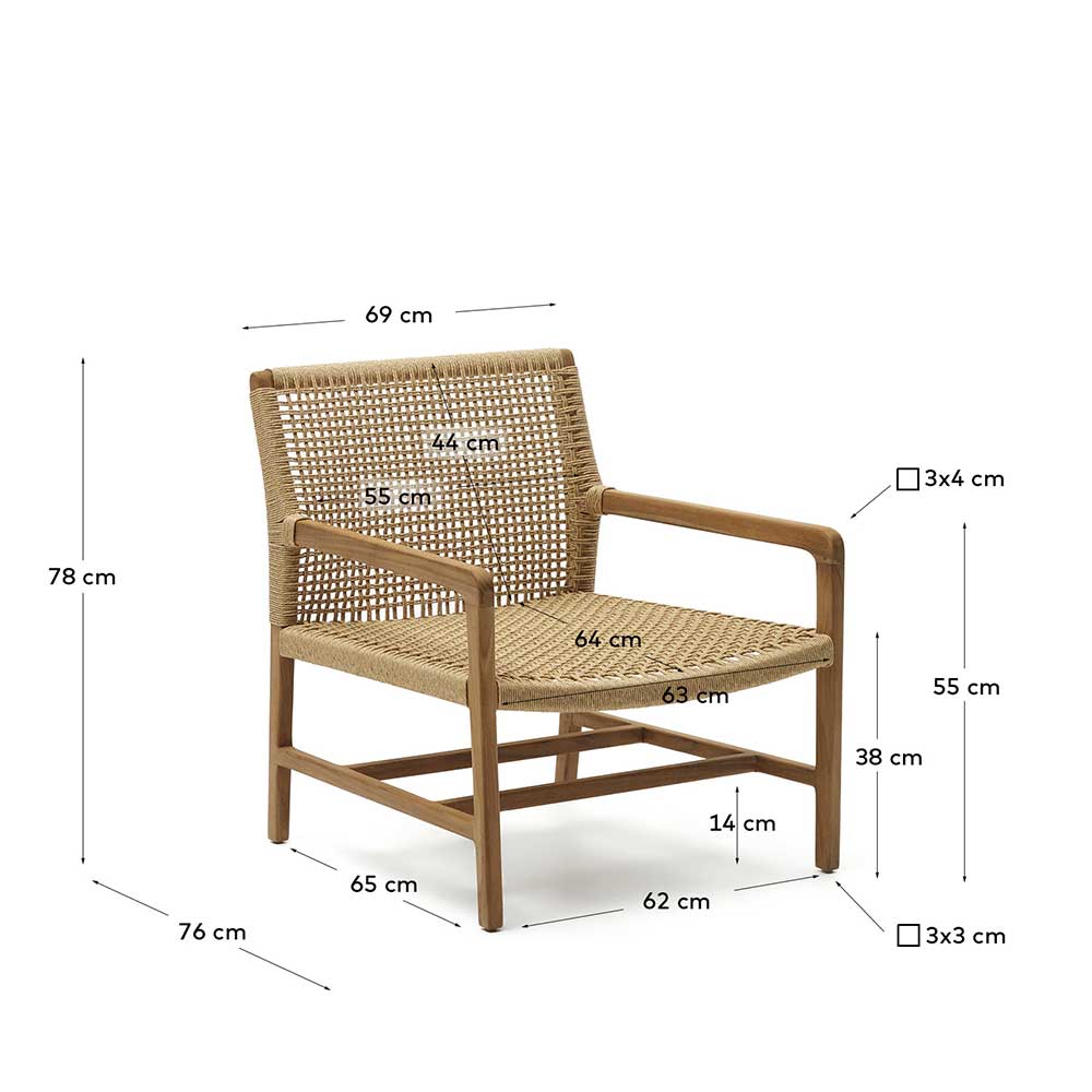 Loungesessel aus Geflecht und Teakholz - Comrinaca