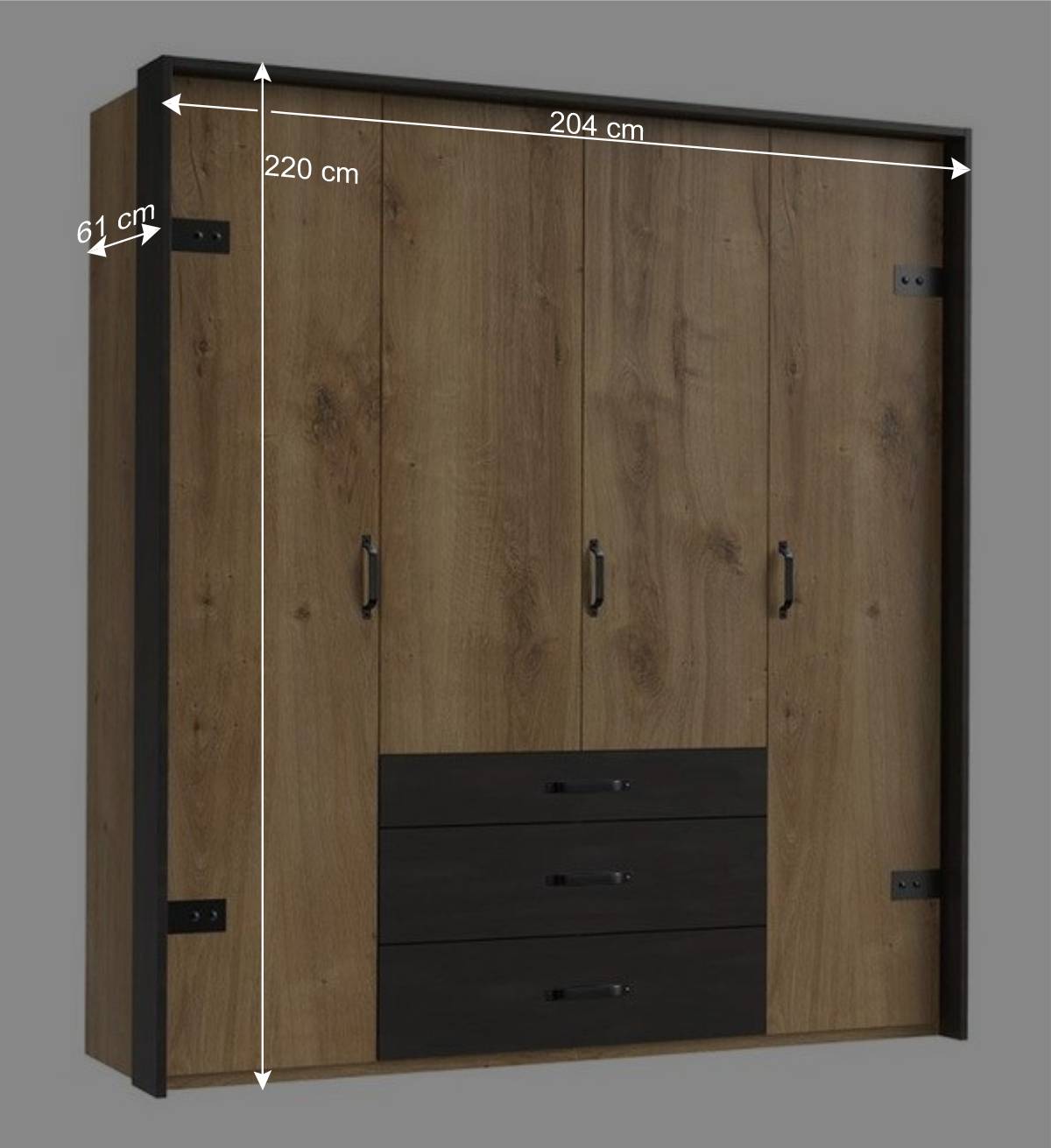 Industry Kleiderschrank mit 200 cm Breite - Bram