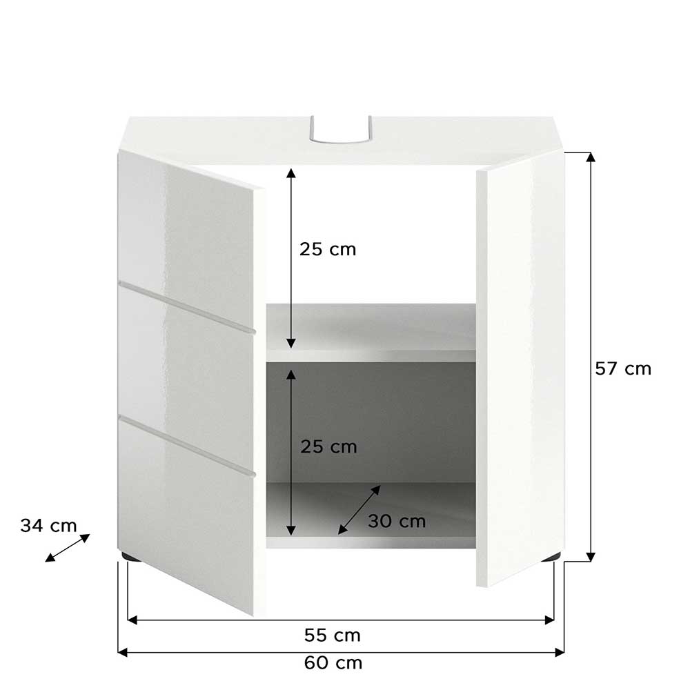 Hochglänzender Waschbeckenunterschrank in Weiß - Vitablos