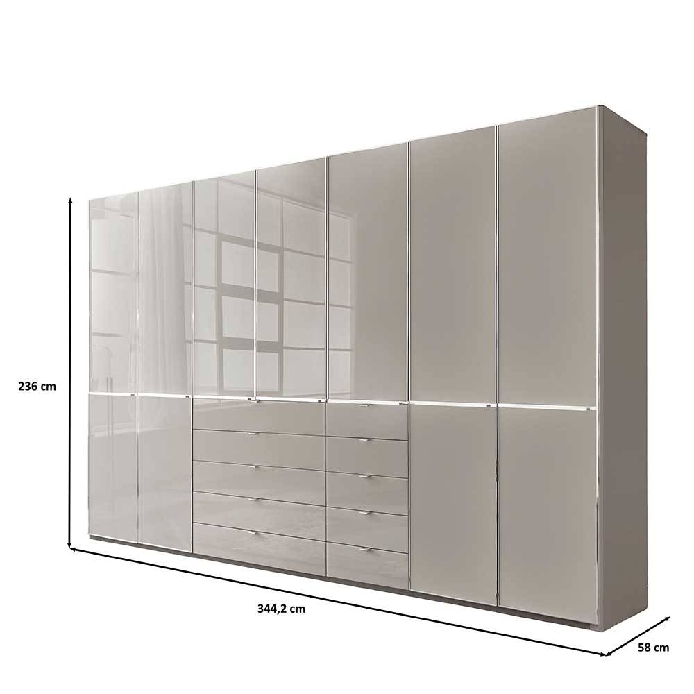 7-türiger Kombi-Kleiderschrank 345 cm breit - Nucina