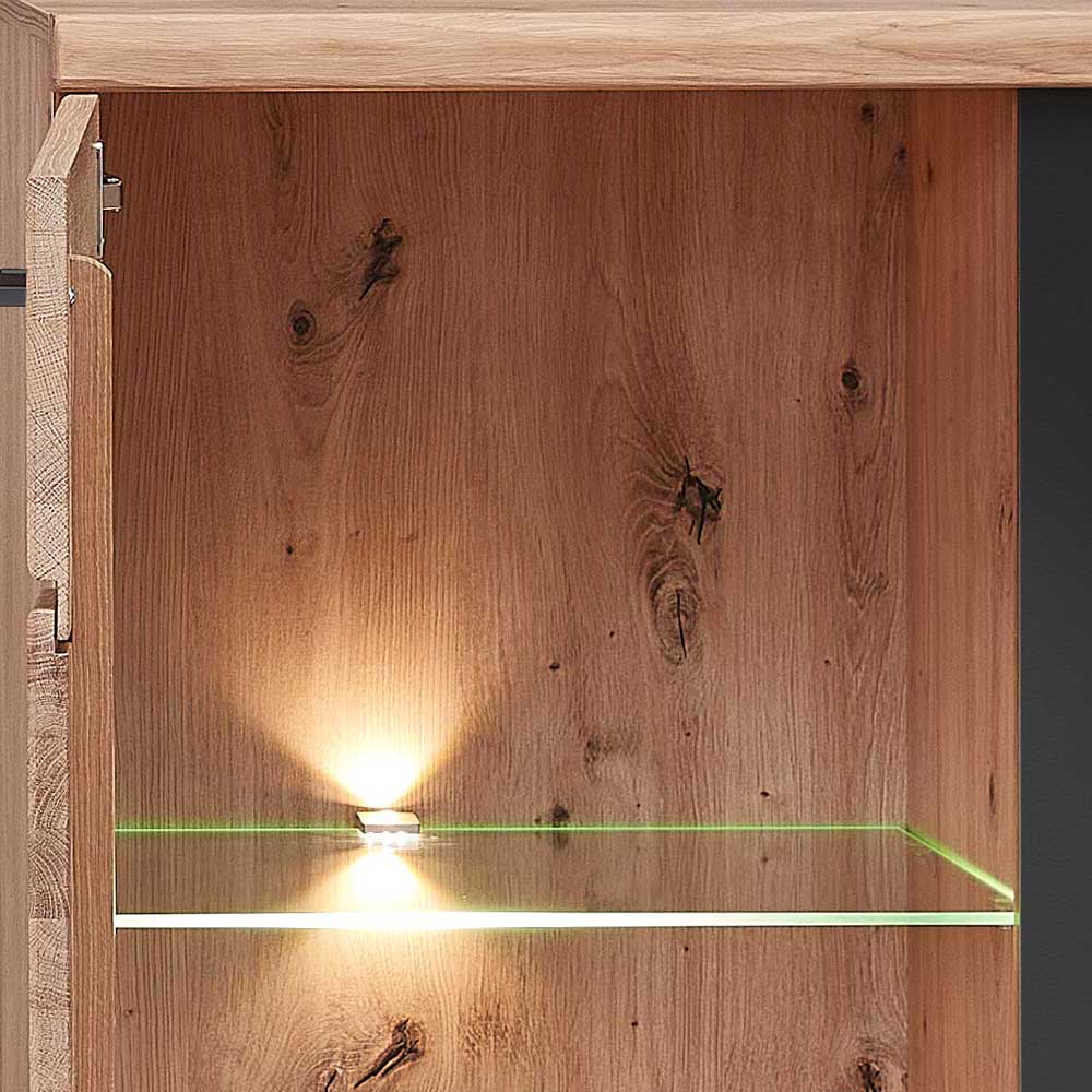 Highboard mit Glaseinsatz und LED Beleuchtung - Latenda