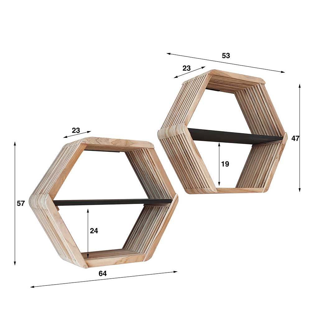 Wabenförmige Wandregale modern - Planconta (zweiteilig)