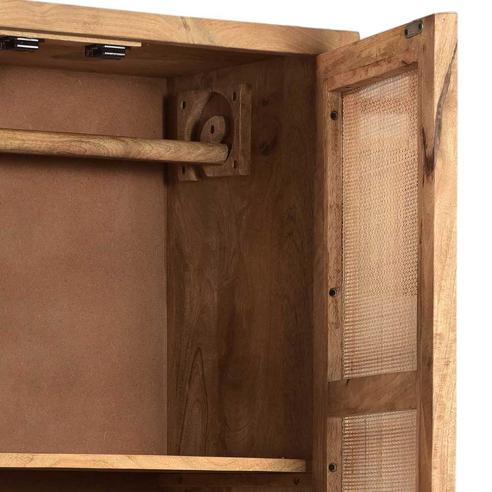 2-türiger Flurschrank aus Holz & Rattan Geflecht - Lazianus