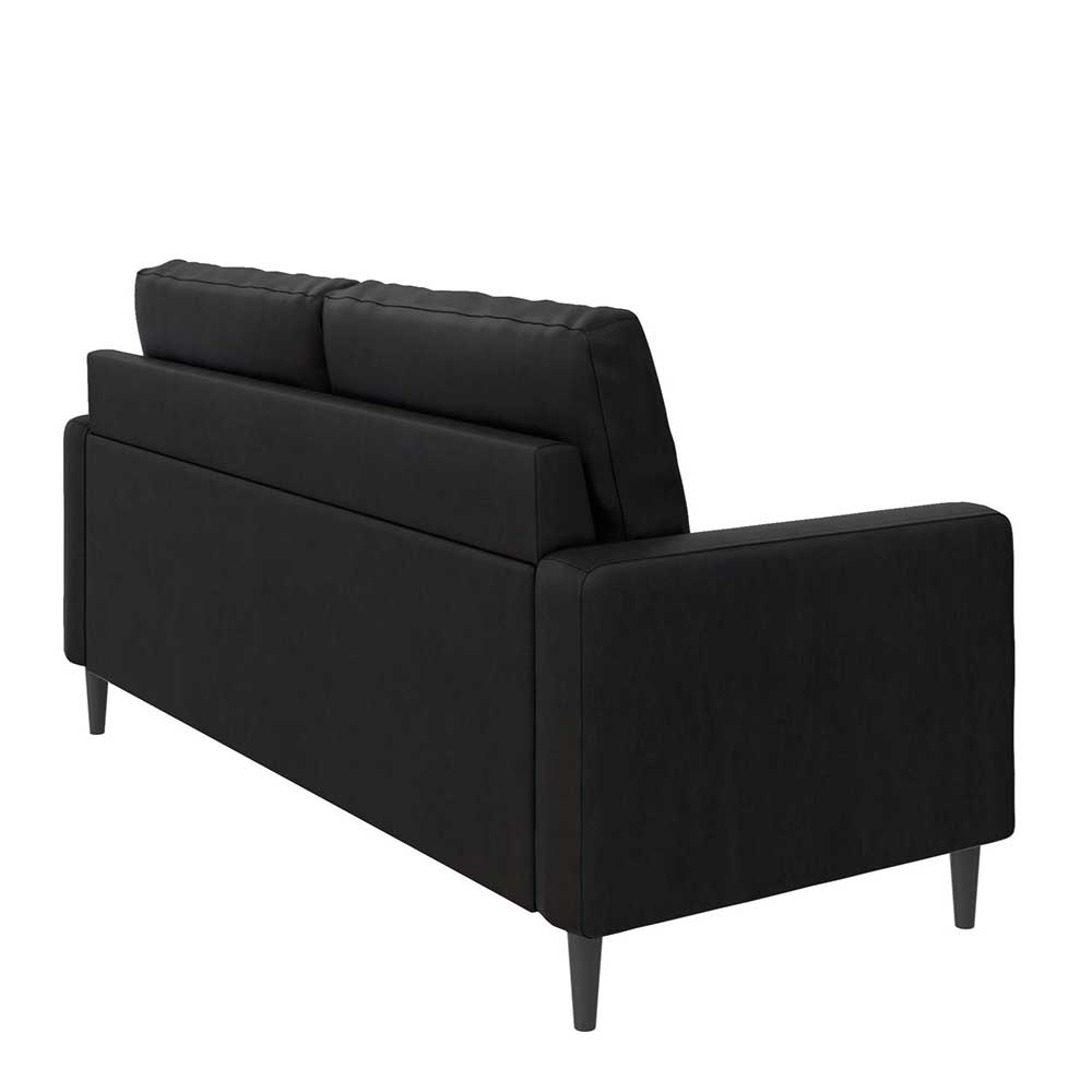 Dreisitzer Kunstledersofa in Schwarz - Fangro